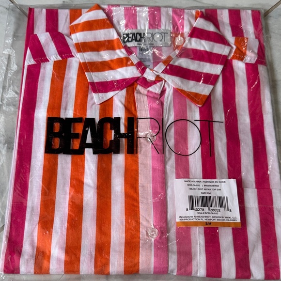 NWT Beach Riot Pink and Orange Striped Swim Coverup - Picture 1 of 2